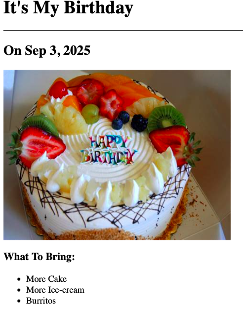 Screenshot of Birthday cake